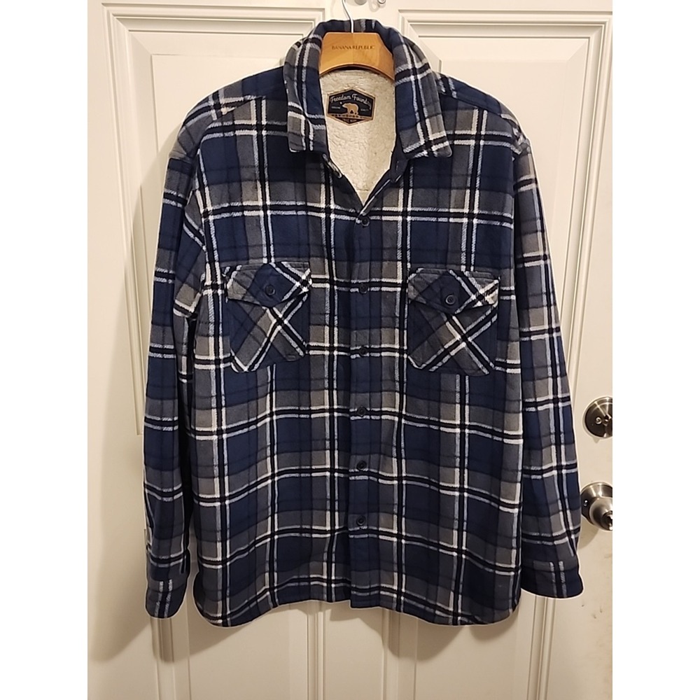 Freedom Foundry Shirt Jacket Mens Barn  Plaid Flannel Sherpa Lined Heavy Skate